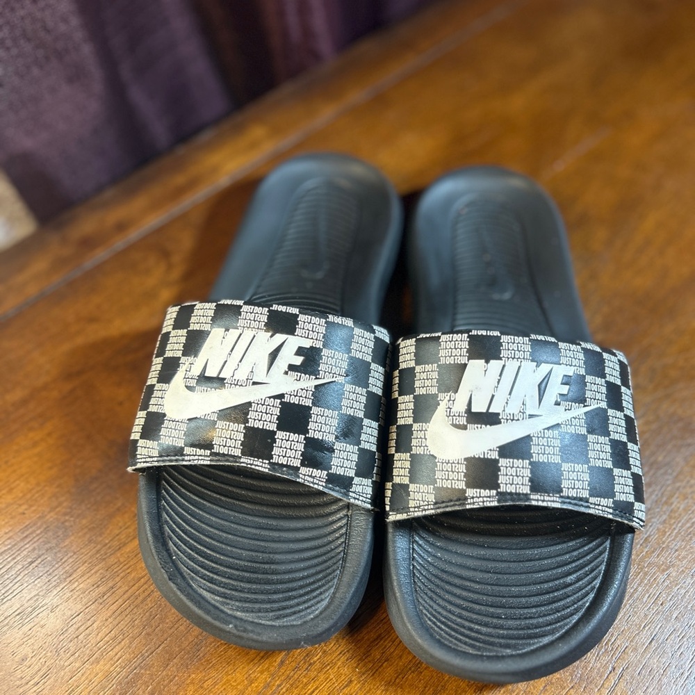 Nike Checkered Black and White Slides